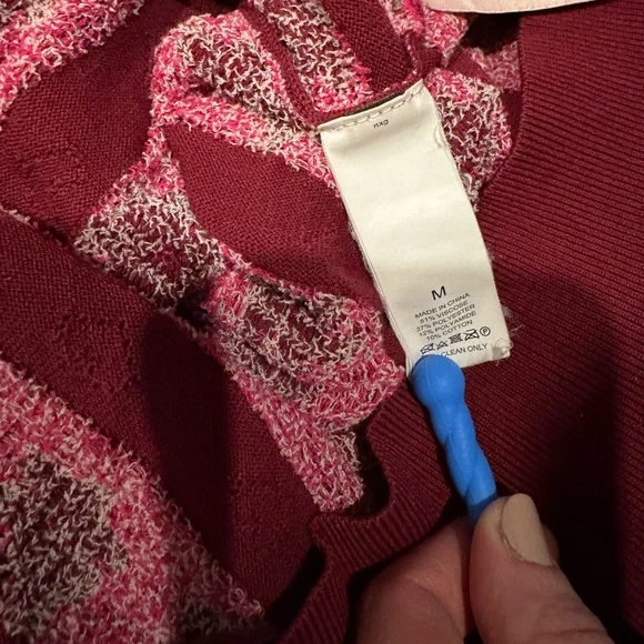 Kate Spade Marker Floral Knit Sweater Blouse w/ Pink & Red Floral Design- Medium - Picture 5 of 7